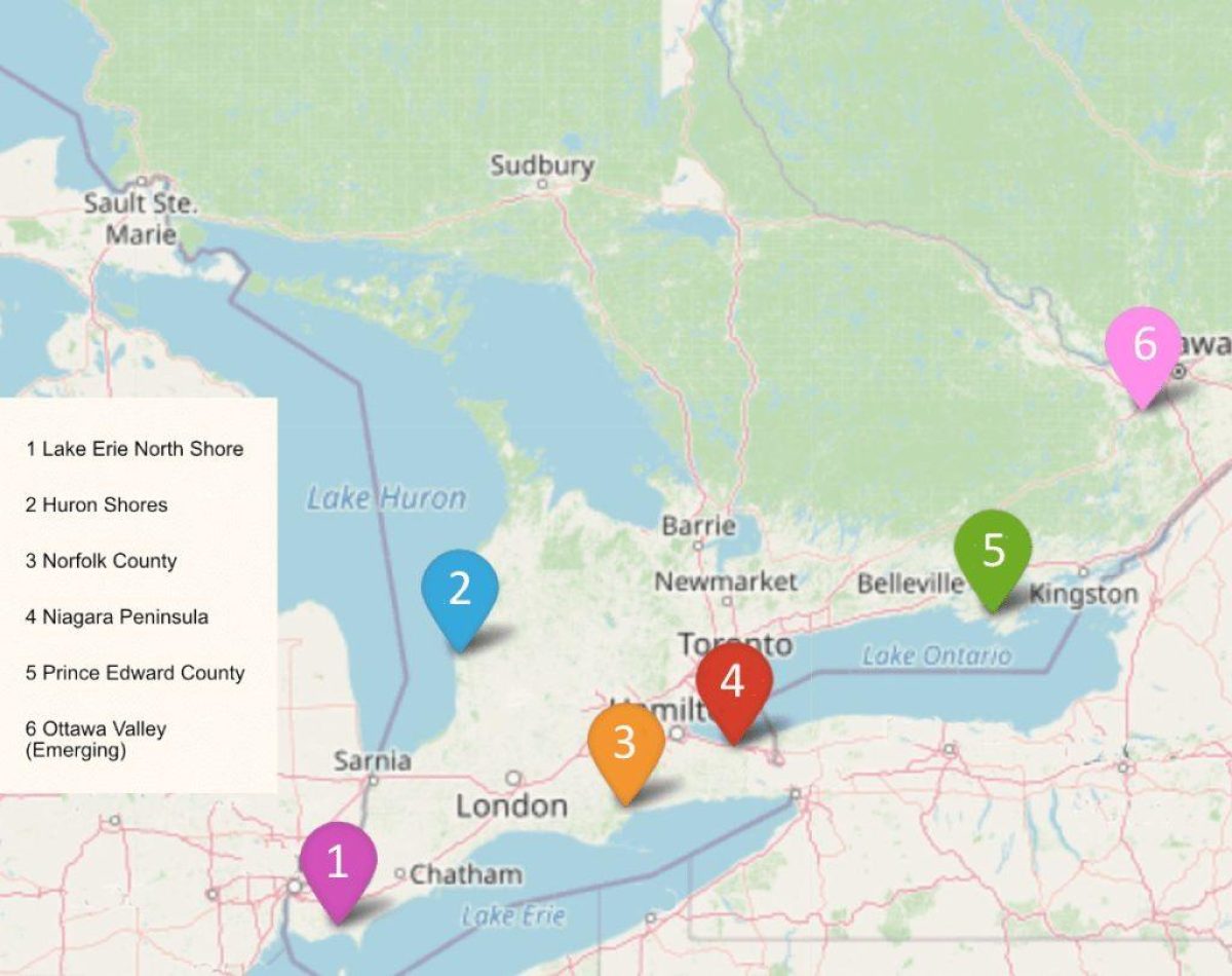 Ontario Wine Region Map